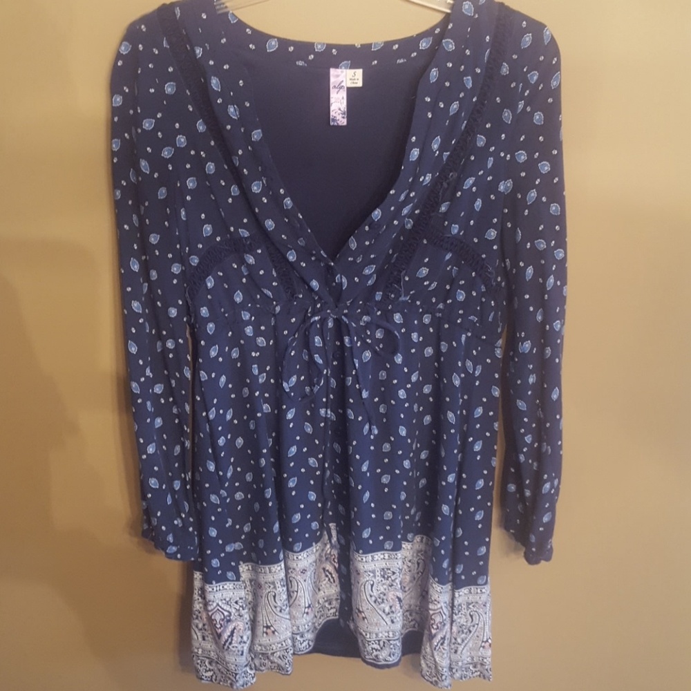 Long sleeve Alya navy print dress